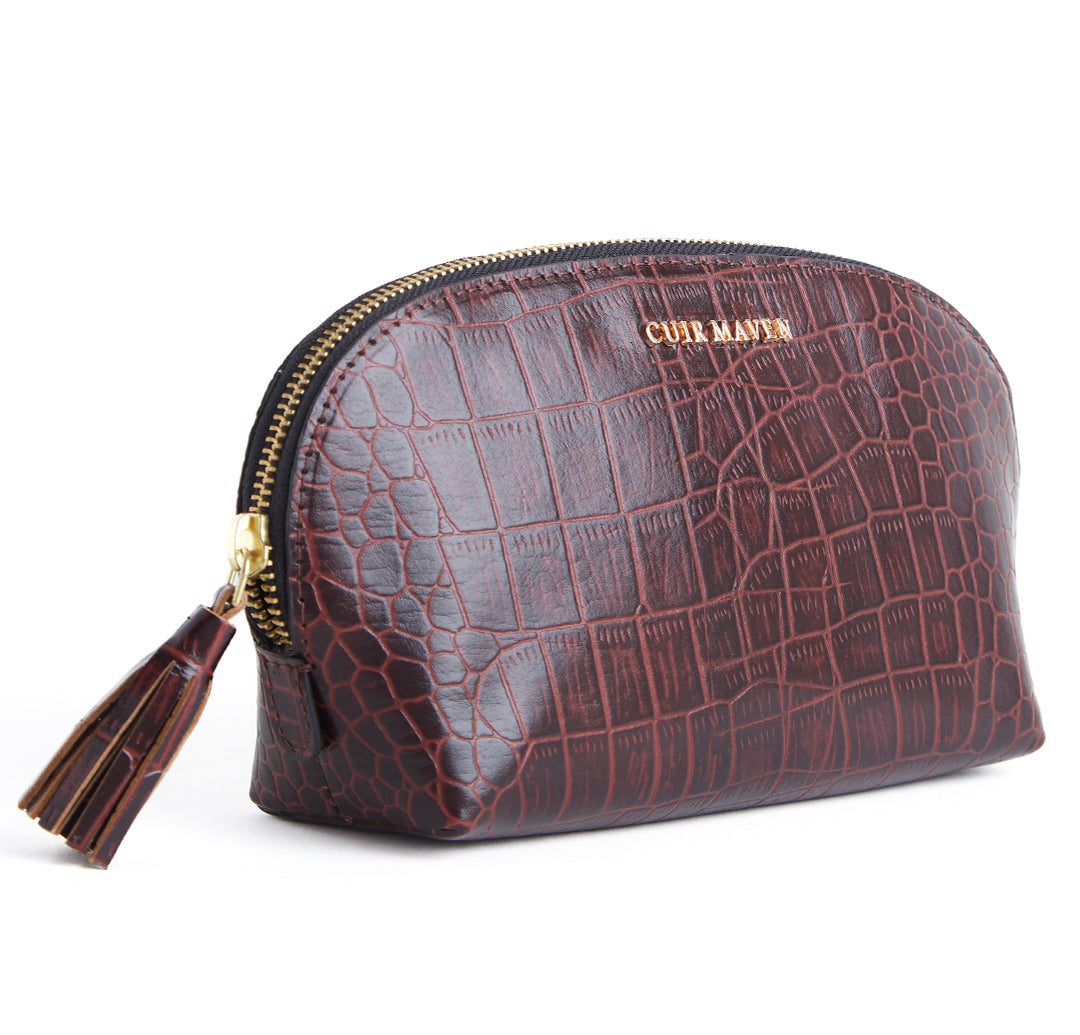 CROCO BUBBLE POUCH - CHERRY BLACK TWO TONE