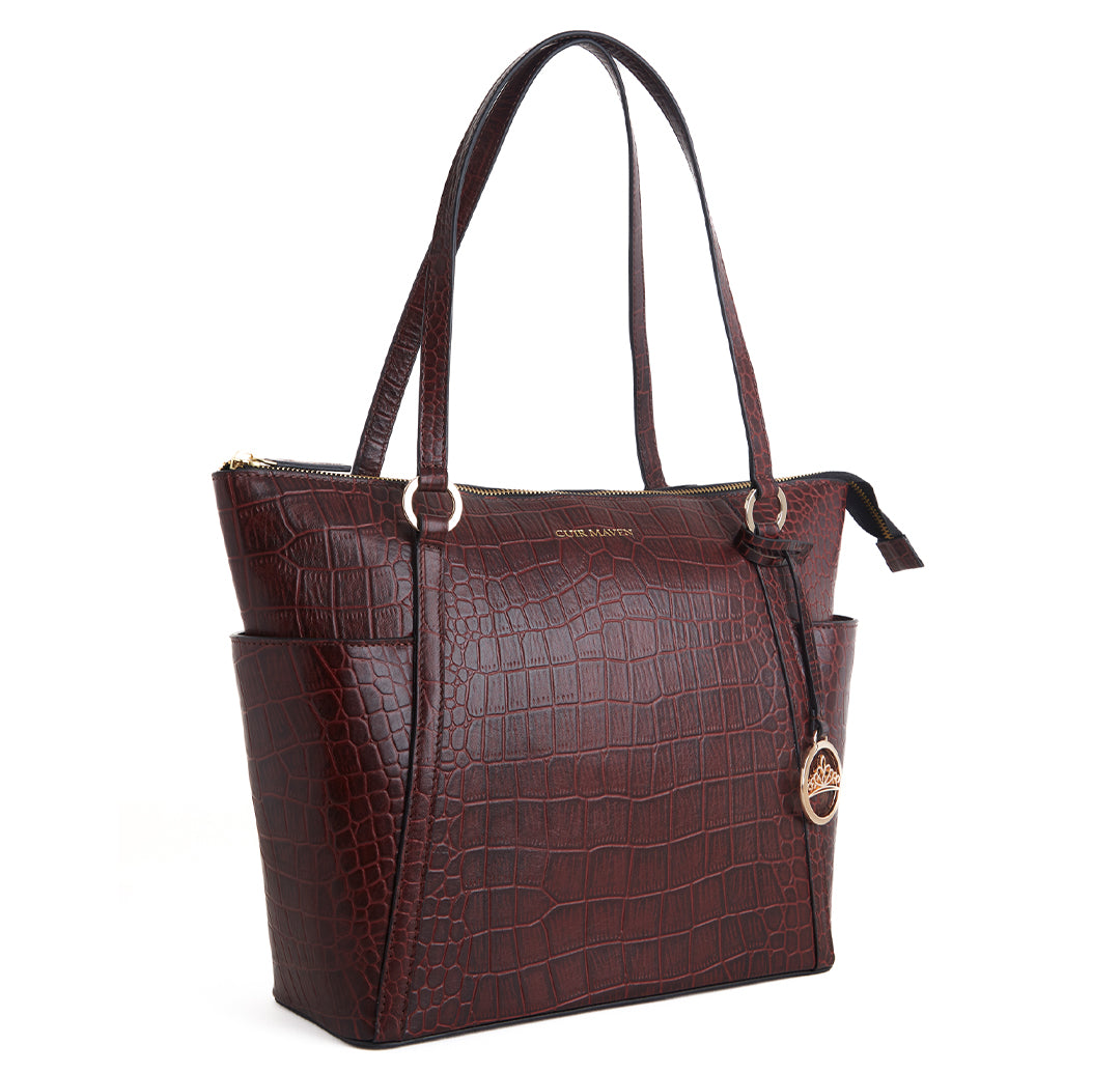 METROMATE CROCO TOTE BAG - CHERRY BLACK TWO TONE