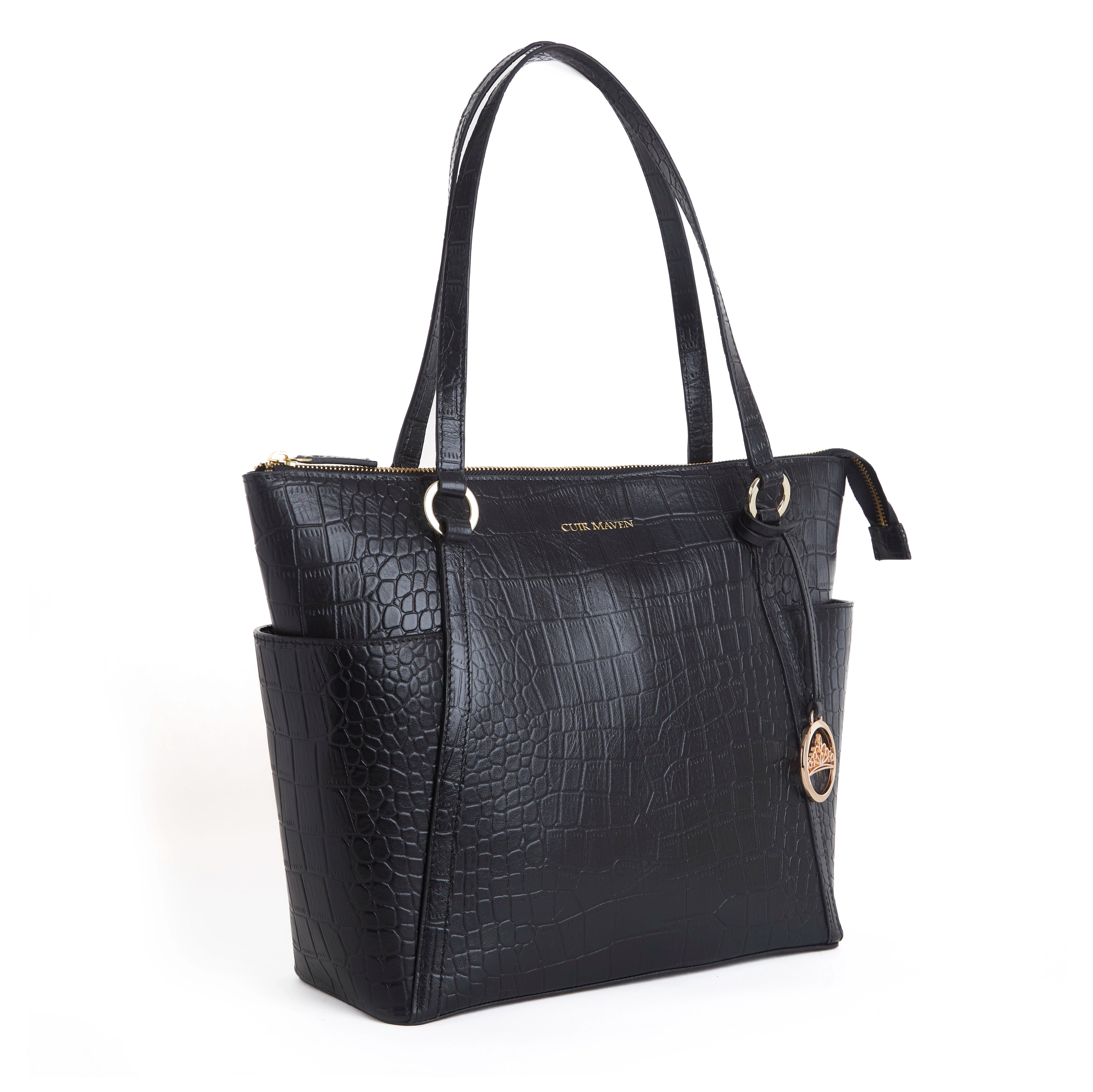 METROMATE CROCO TOTE BAG - BLACK + CROCO BUBBLE POUCH - BLACK