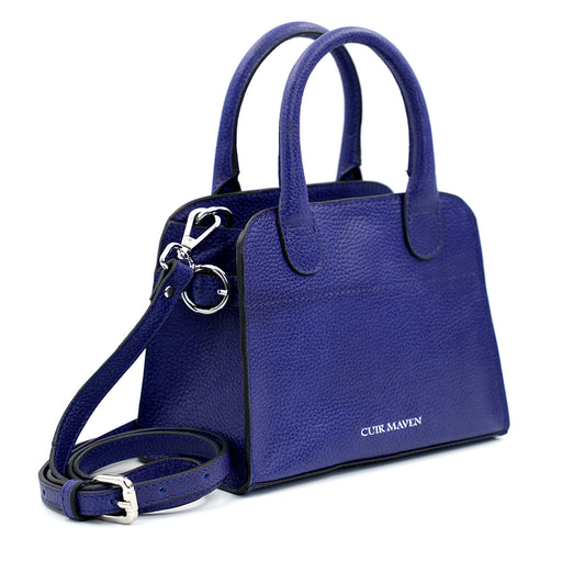 NOIR MINI TOP HANDLE BAG - INDIGO BLUE BLACK TWO TONE