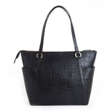 METROMATE CROCO TOTE BAG - BLACK + CROCO BUBBLE POUCH - BLACK