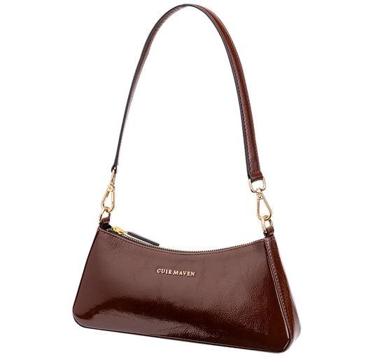 PATENT LEATHER BAGUETTE -BROWN